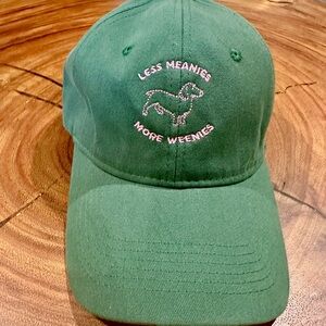 Dachshund Dark Green Baseball Cap with Pink Embroidery